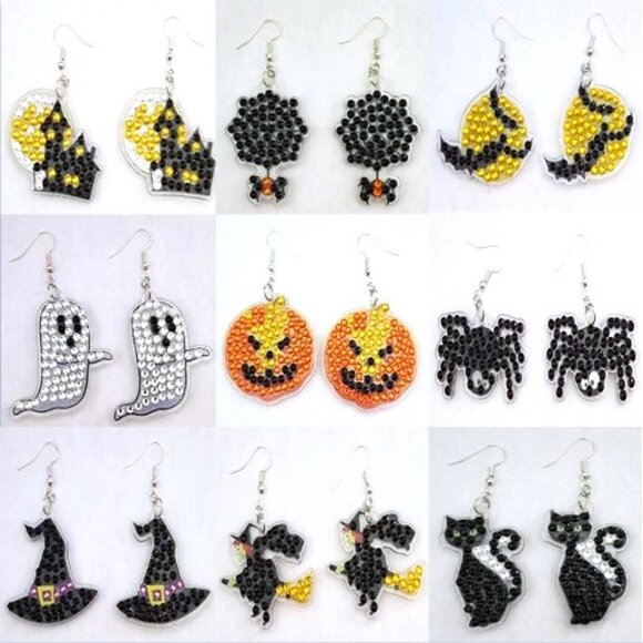 Spooky Rhinestone Earrings - Picture 1 of 10